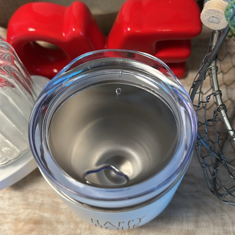 Rae Dunn HAPPY HOUR Metal Wine 🍷 Cup with Lid - Picture 2 of 7